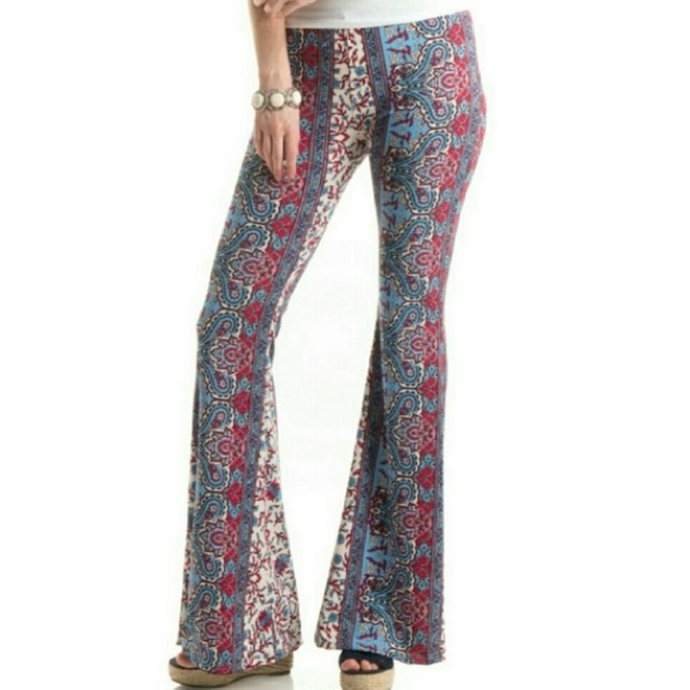 NWOT See You Monday Paisley Boho Bell Bottom Flared Pants